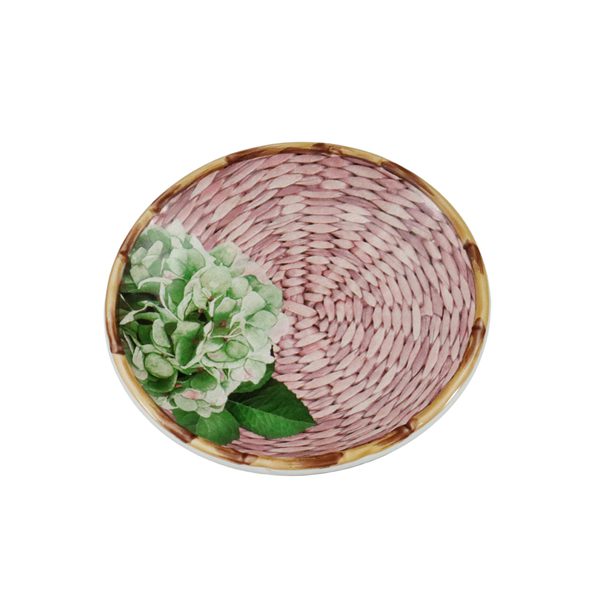 Xícara com pires de porcelana floral rosa com alça dourada. Um conjunto encantador e sofisticado para compor sua mesa posta.