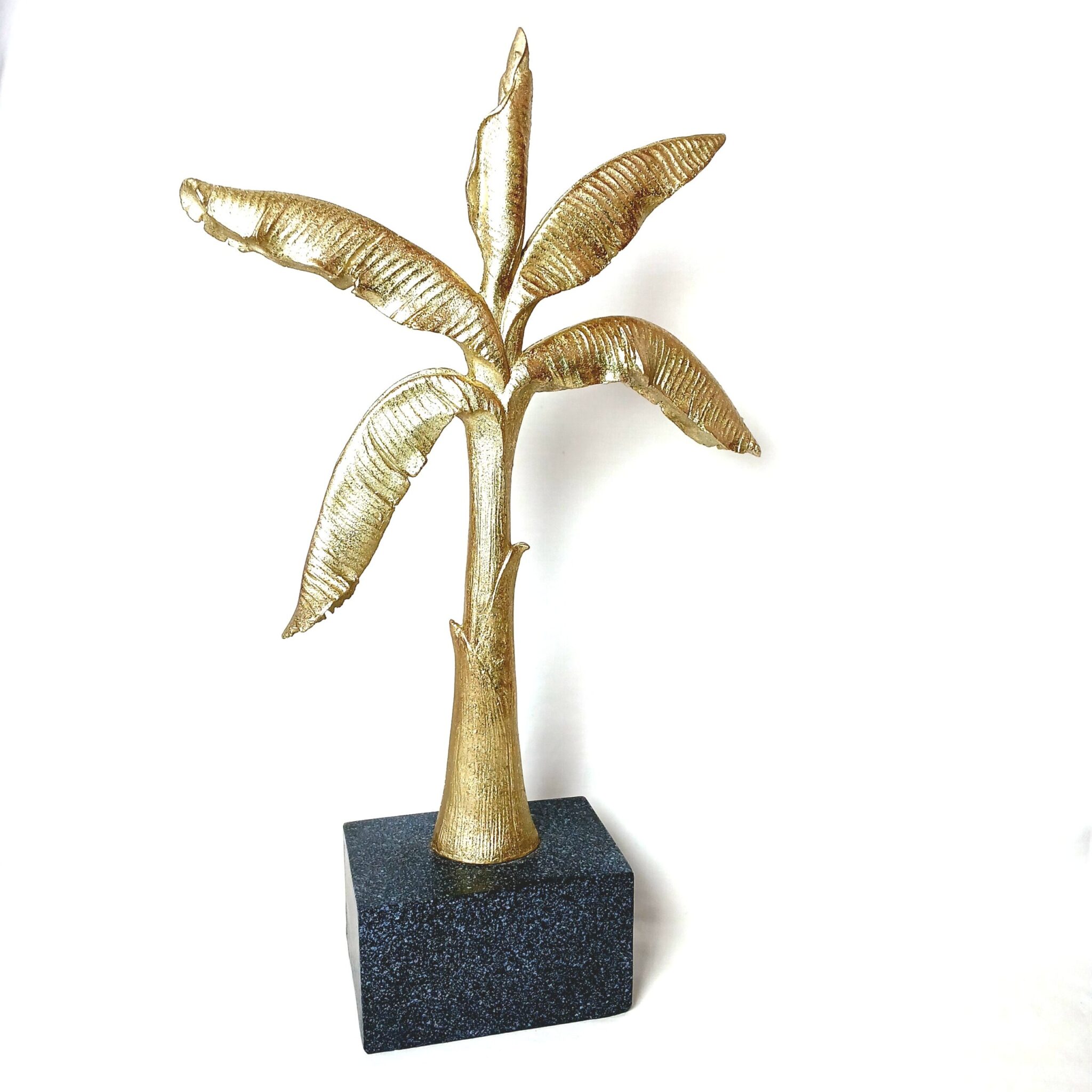 Escultura Bananeira Dourada em Resina