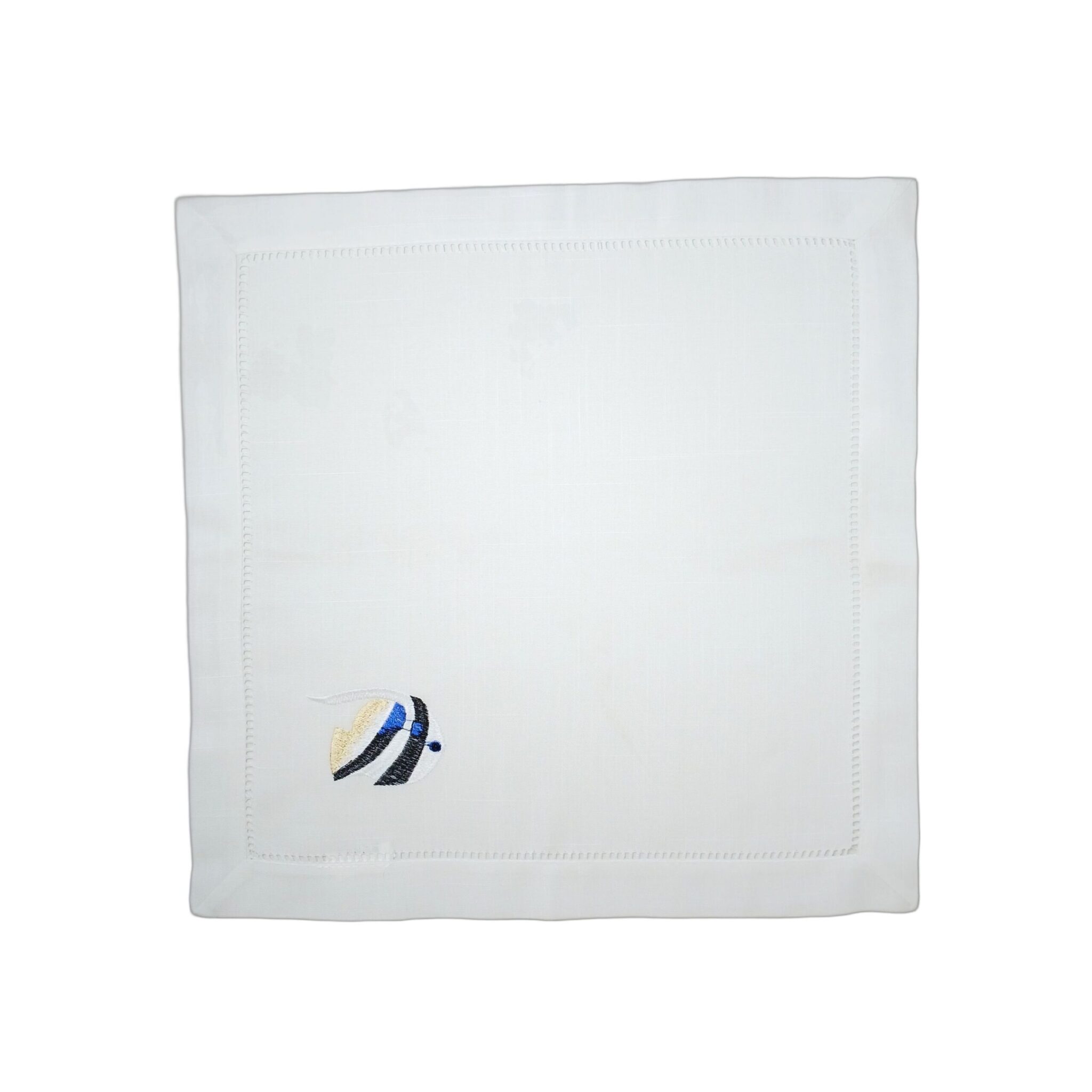 Guardanapo de Tecido Branco com Peixe