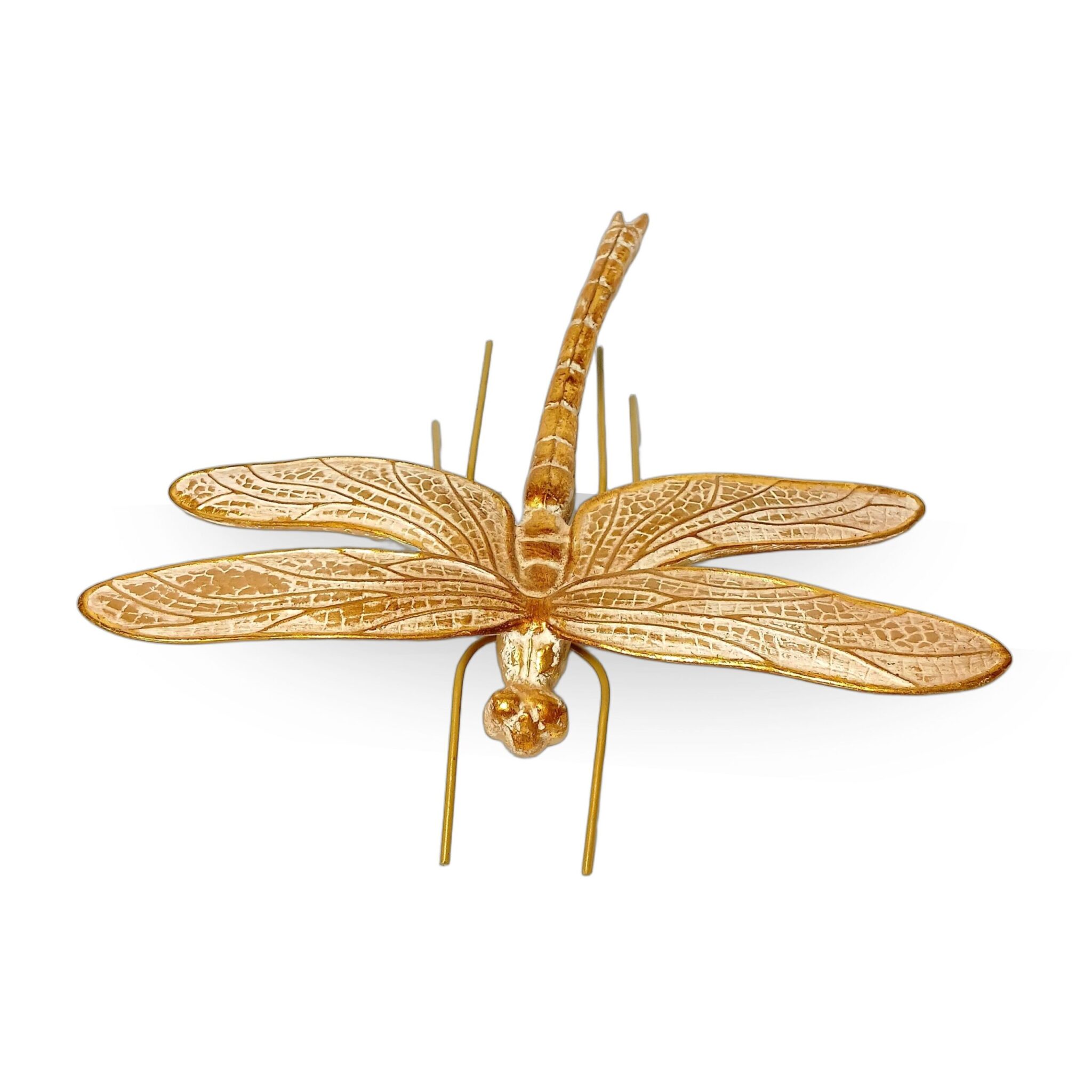 Escultura Libélula em Resina Dourada