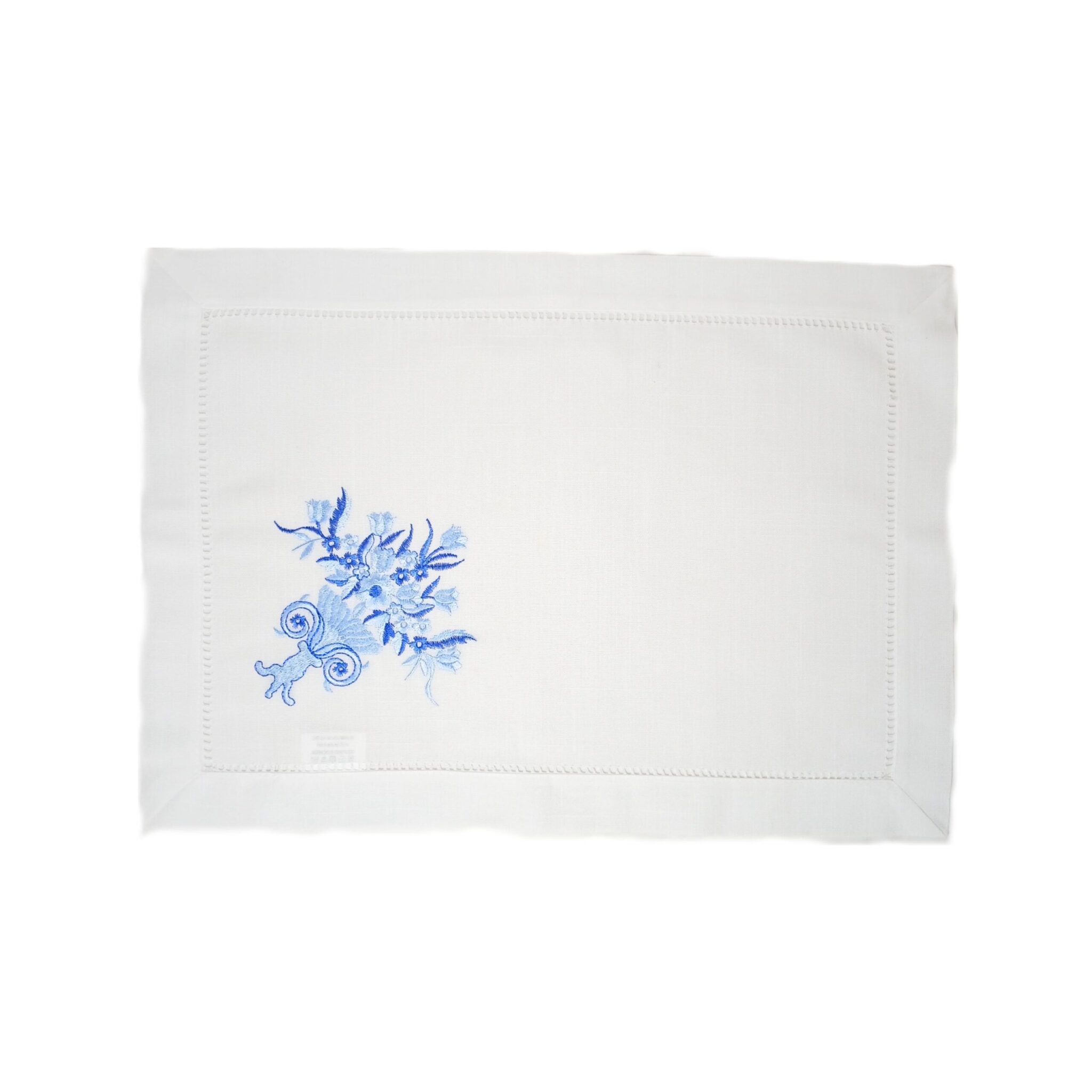 Jogo Americano Branco com Bordado Azul Floral